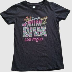 COTTON HERITAGE Beaded Black MINI DIVA Short Sleeved Top Girls S Size 5-6